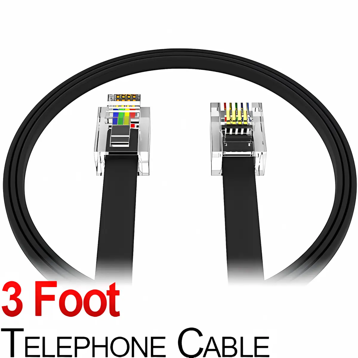 3 Foot Telephone Line Phone Cord