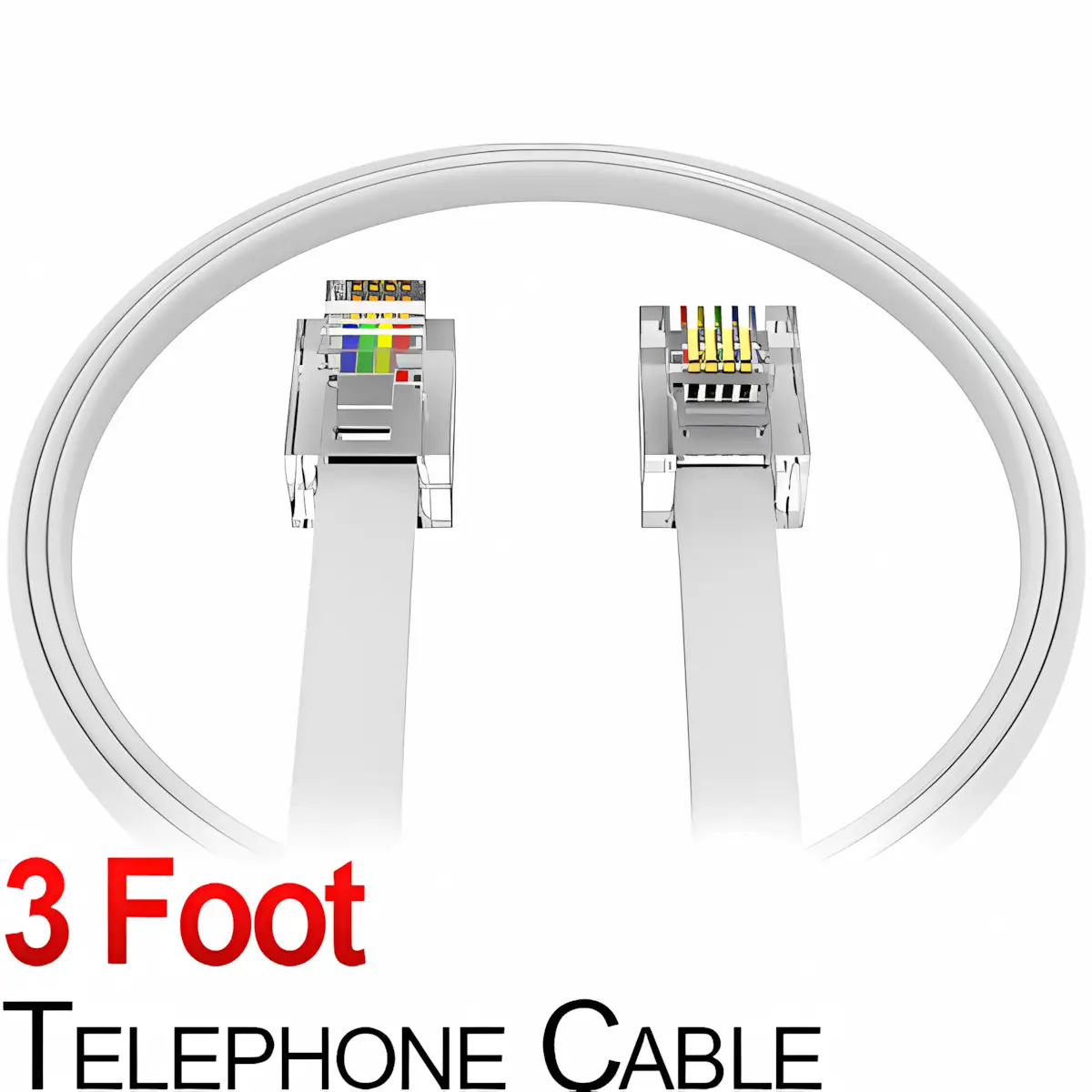 3 Foot Telephone Line Phone Cord