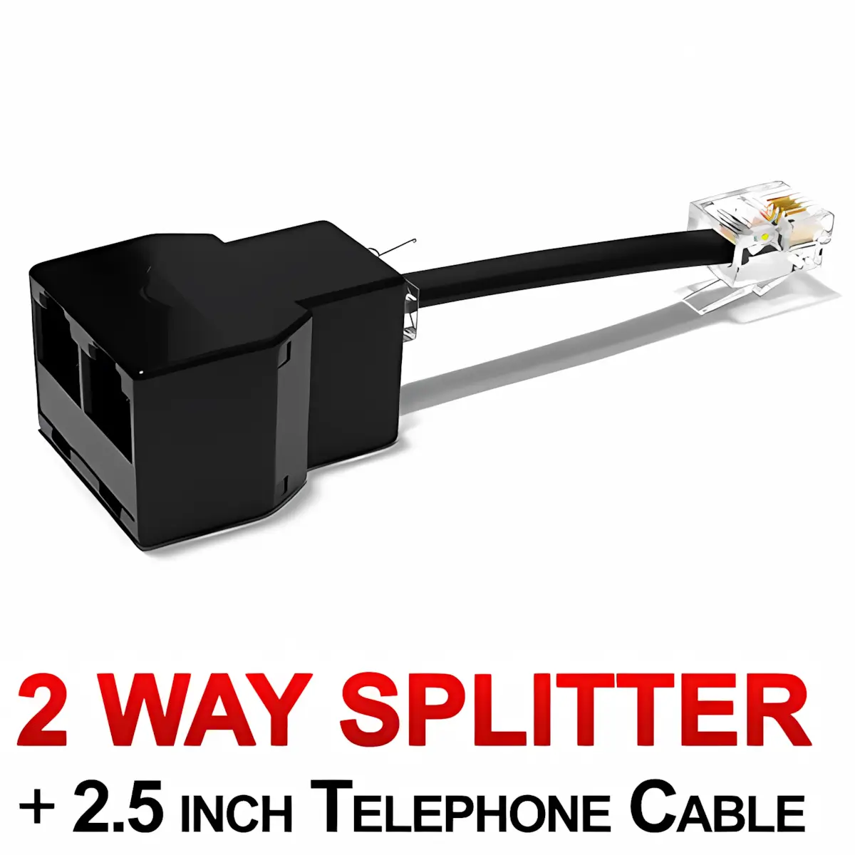 2-WAY RJ11 Telephone Jack Splitter with Cable (6P4C)